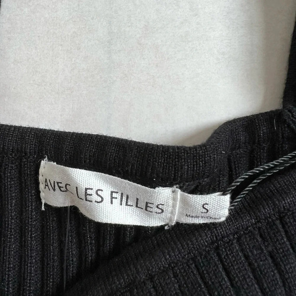 Anthropologie Avec Les Filles NWT Ribbed Black Square Neck Tank Top Sz Small S - Picture 5 of 8